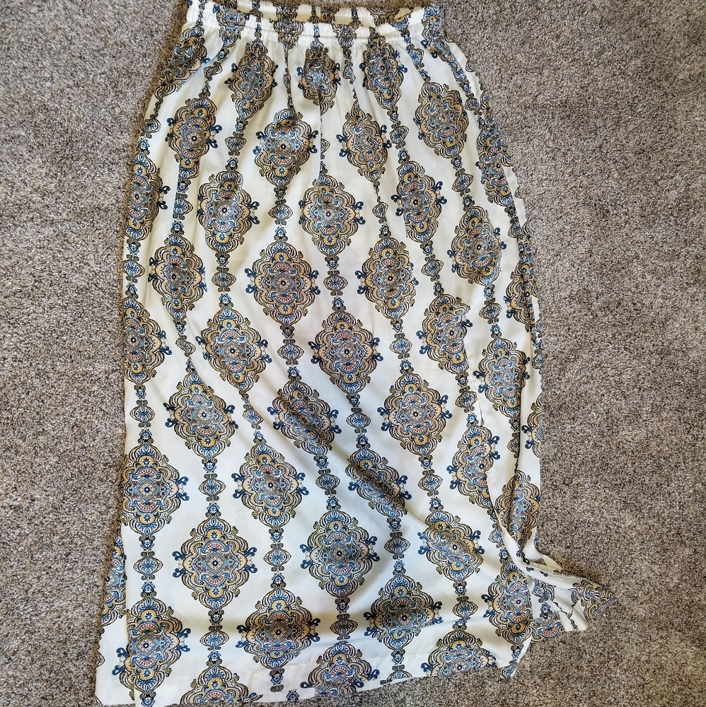 H&M Boho Satin Maxi Skirt with side slit